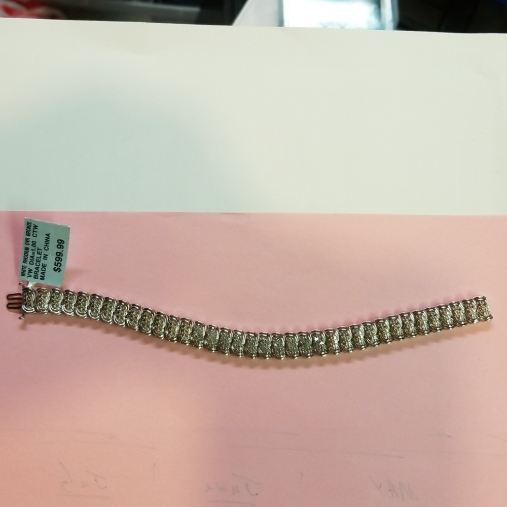 1 ctw diamond bracelet white rhodium over bronze
